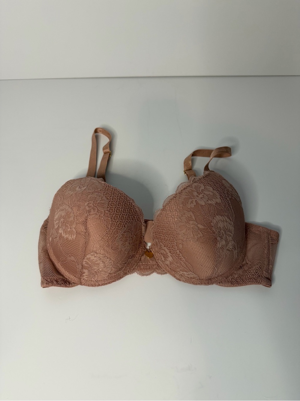 Juicy Couture Mauve Pink Floral Lace Padded Underwire Bra 36C